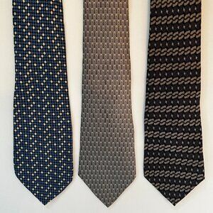 Lot of 3 Men's 100% Silk Neckties Geoffrey Beene, Hill & Archer‎